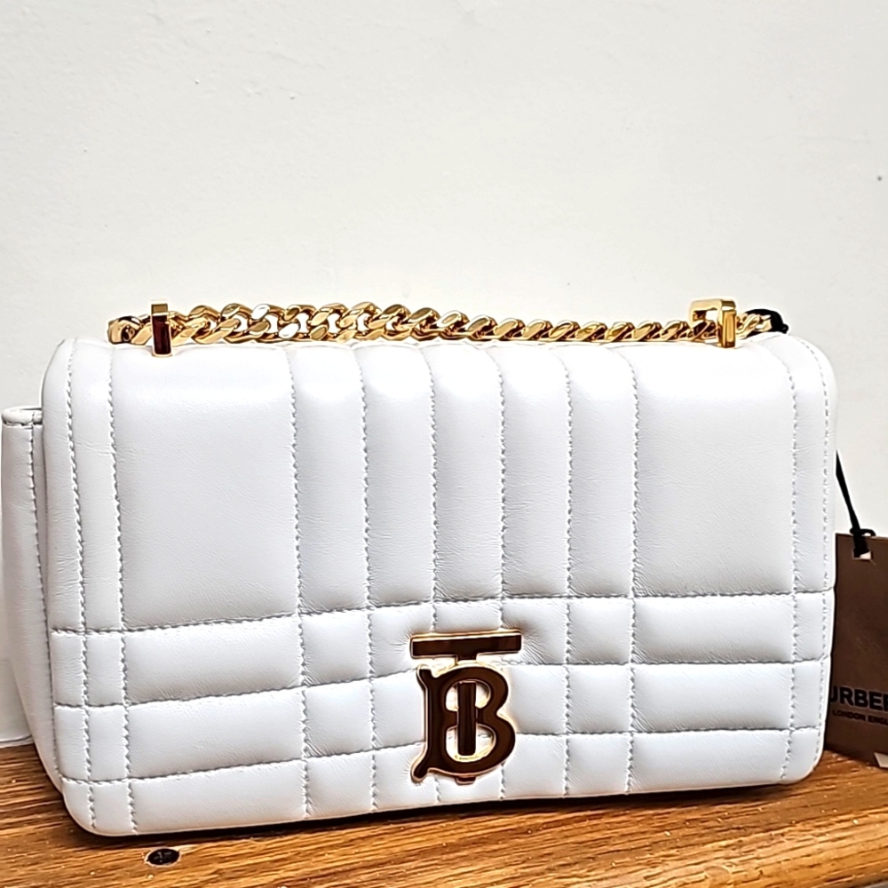 BURBERRY TB SMALL LOLA QUILTED SHOULDER / CROSSBODY BAG WITH INNER DEFECTS.